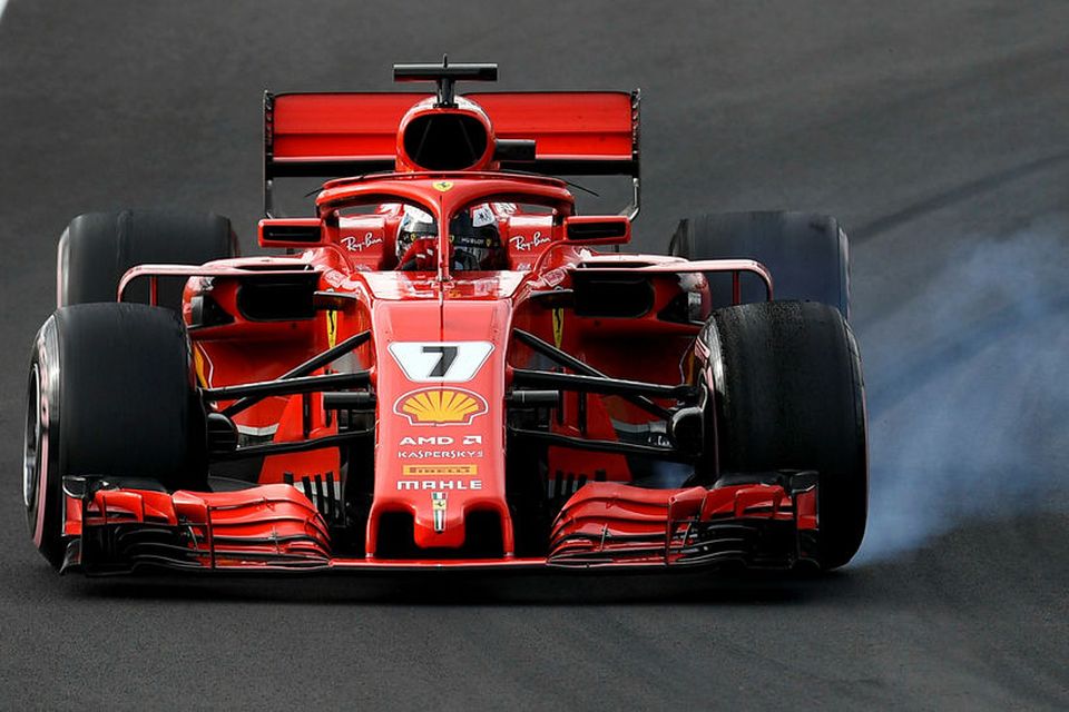Kimi Räikkönen í Barcelona í dag.