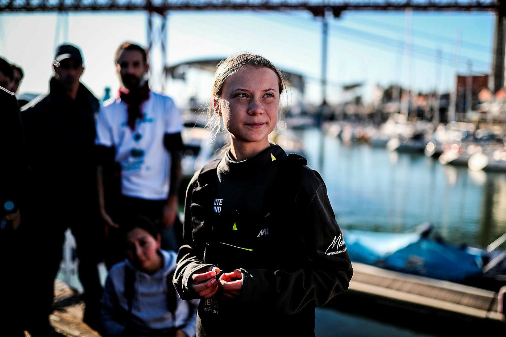 Greta Thunberg í Lissabon í Portúgal.