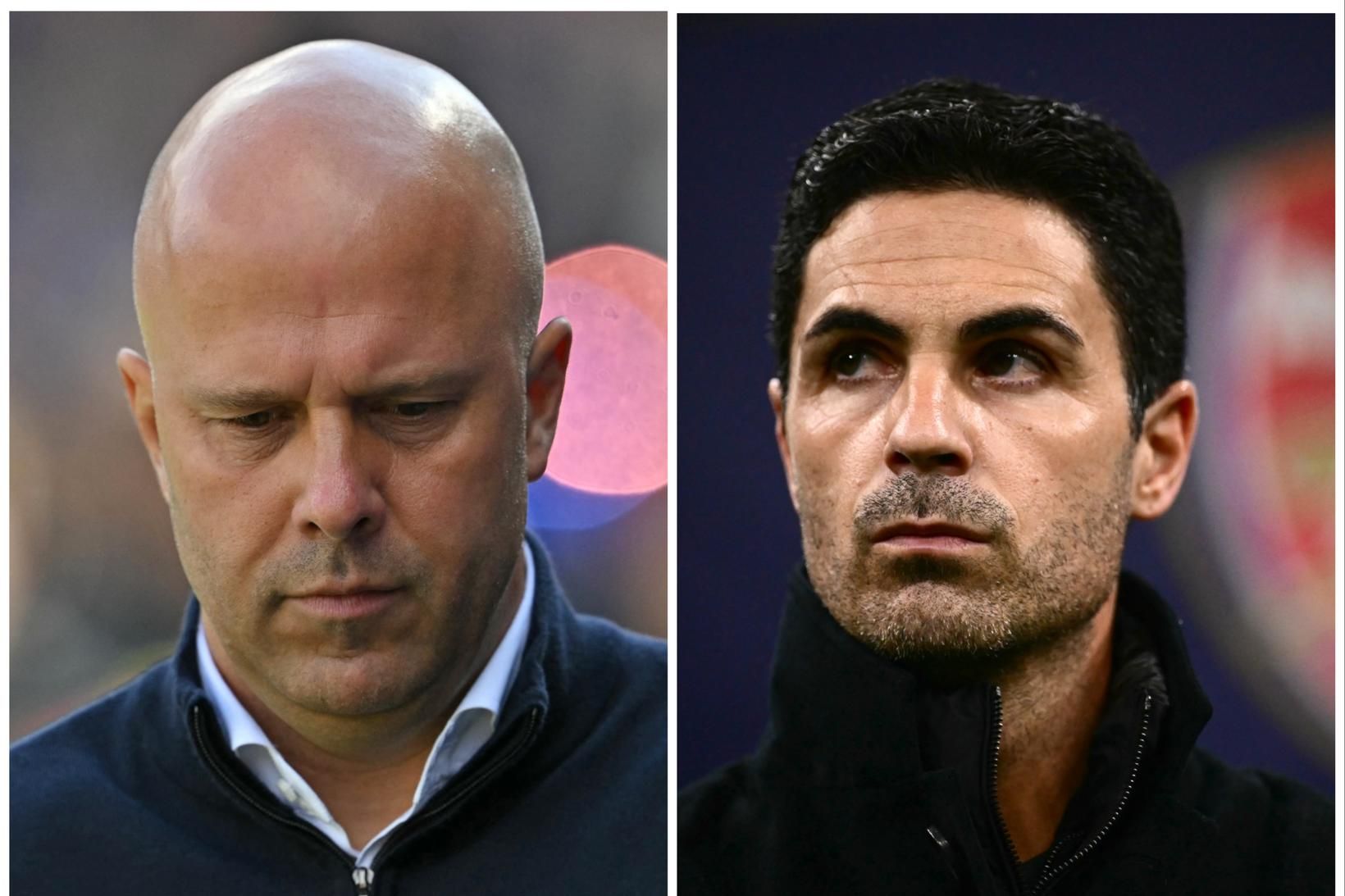 Arne Slot og Mikel Arteta.