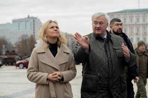 Utanríkisráðherrar Íslands og Úkraínu, Þorgerður Katrín Gunnarsdóttir og Andrí Sybíha.