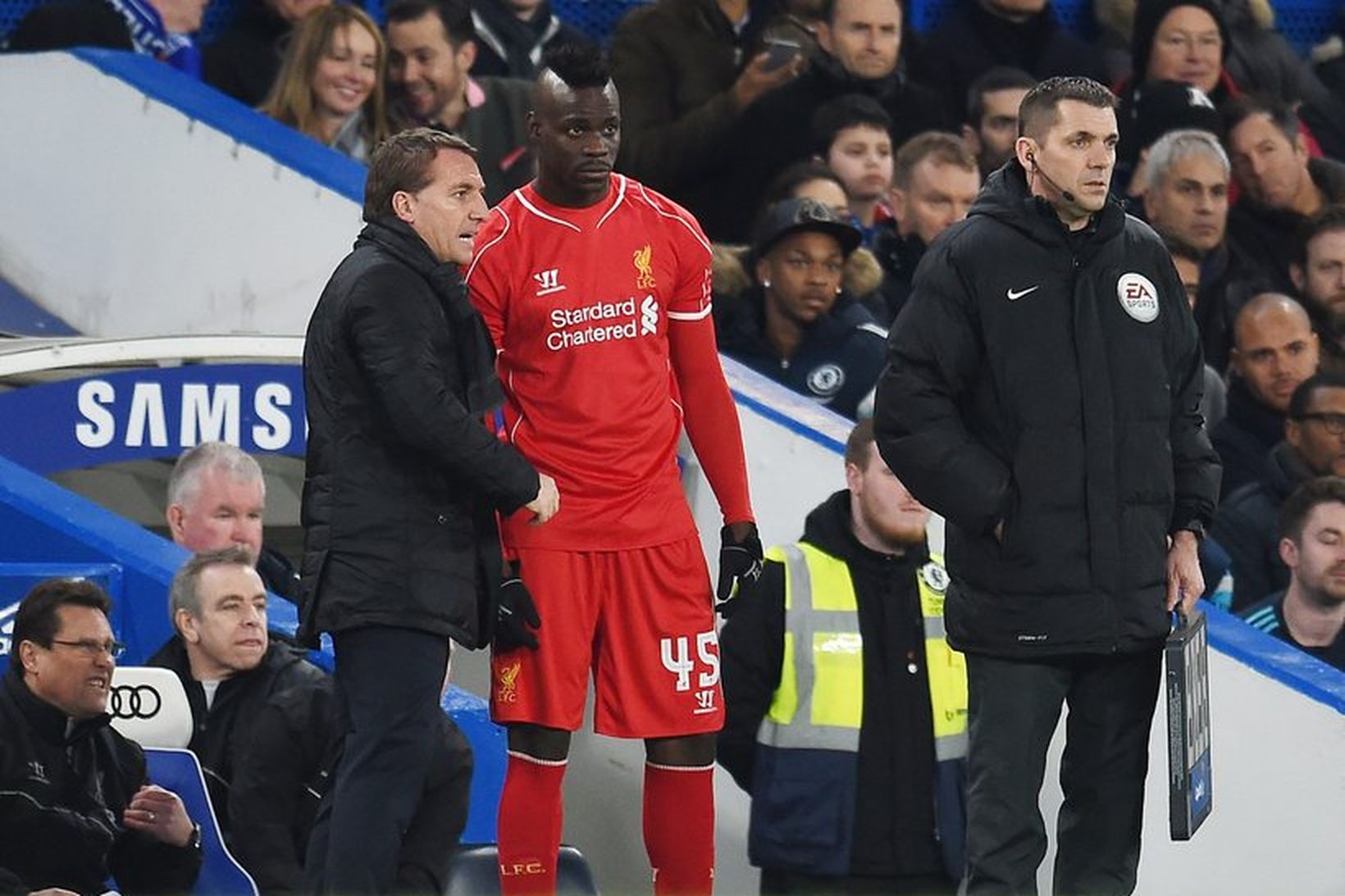 Brendan Rodgers og Mario Balotelli í leik með Liverpool árið …