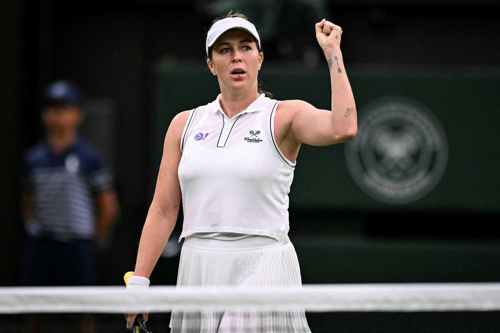 Anastasia Pavlyuchenkova að fagna sigrinum.
