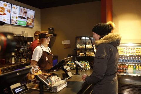 Friendly service at the first Dunkin' Donuts in Iceland.