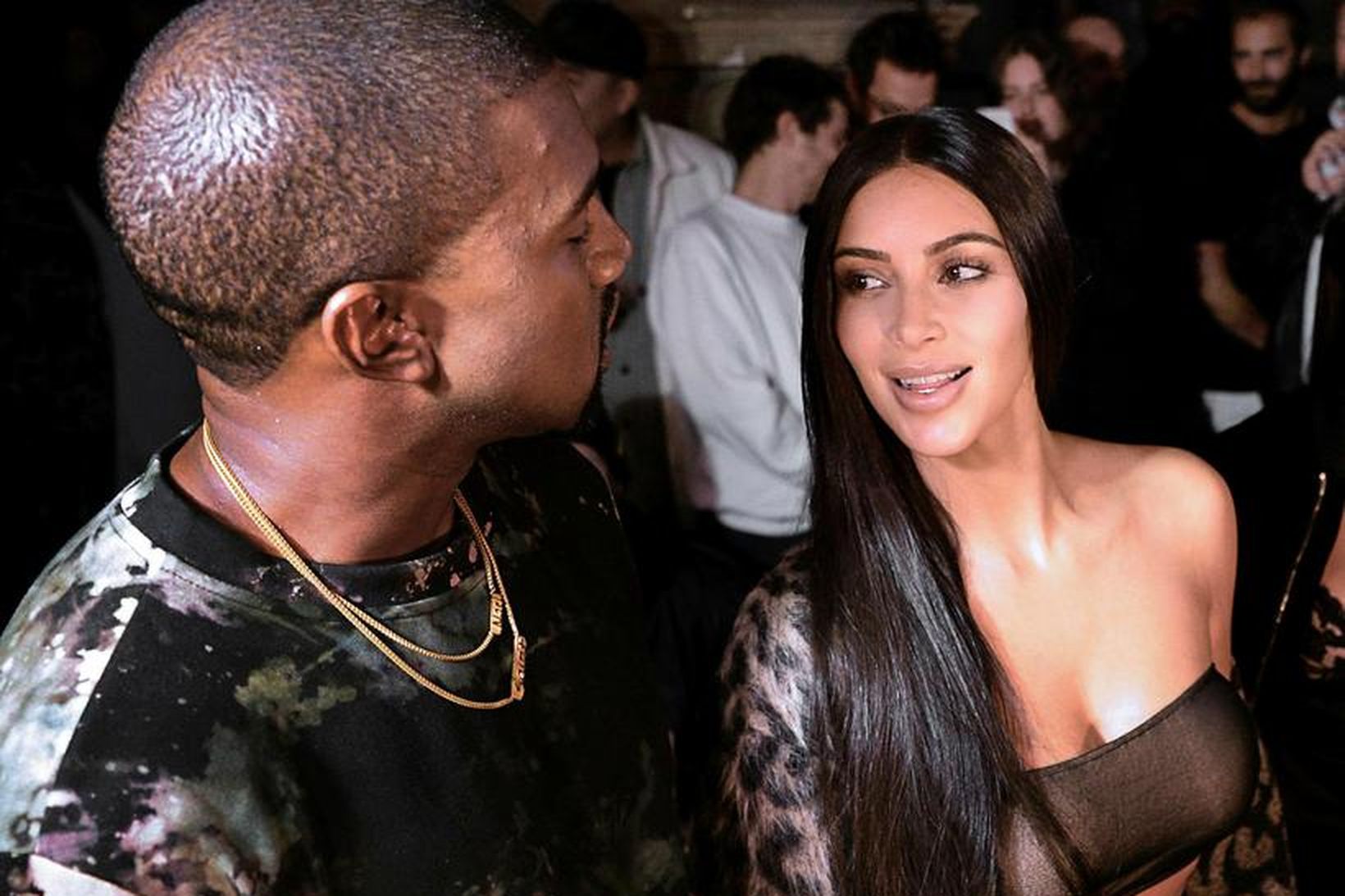 Kim Kardashian ásamt eiginmanni sínum Kanye West.