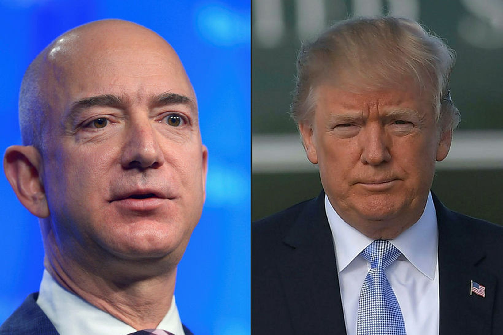 Jeff Bezos, stofnandi Amazon og eigandi Washington post og Donald …