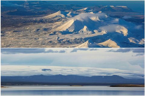 Ljósufjöll á Snæfellsnesi og Hofsjökull.