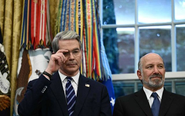 Félagarnir tveir Scott Bessent (t.v.) og Howard Lutnick.