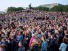 Crowd at Arnarhóll in downtown Reykjavík.