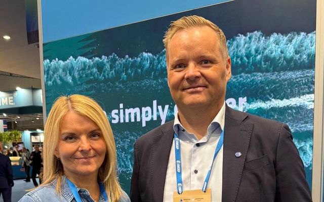 Spánn Edda Rut Björnsdóttir framkvæmdastjóri innanlandssviðs og Vilhelm Þorsteinsson forstjóri hér stödd á sýningunni í …