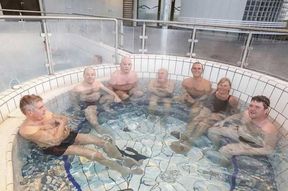 Stemning í Kópavogslaug í morgun
