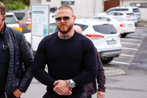 Stefán Blackburn on his way into the courtroom this morning.