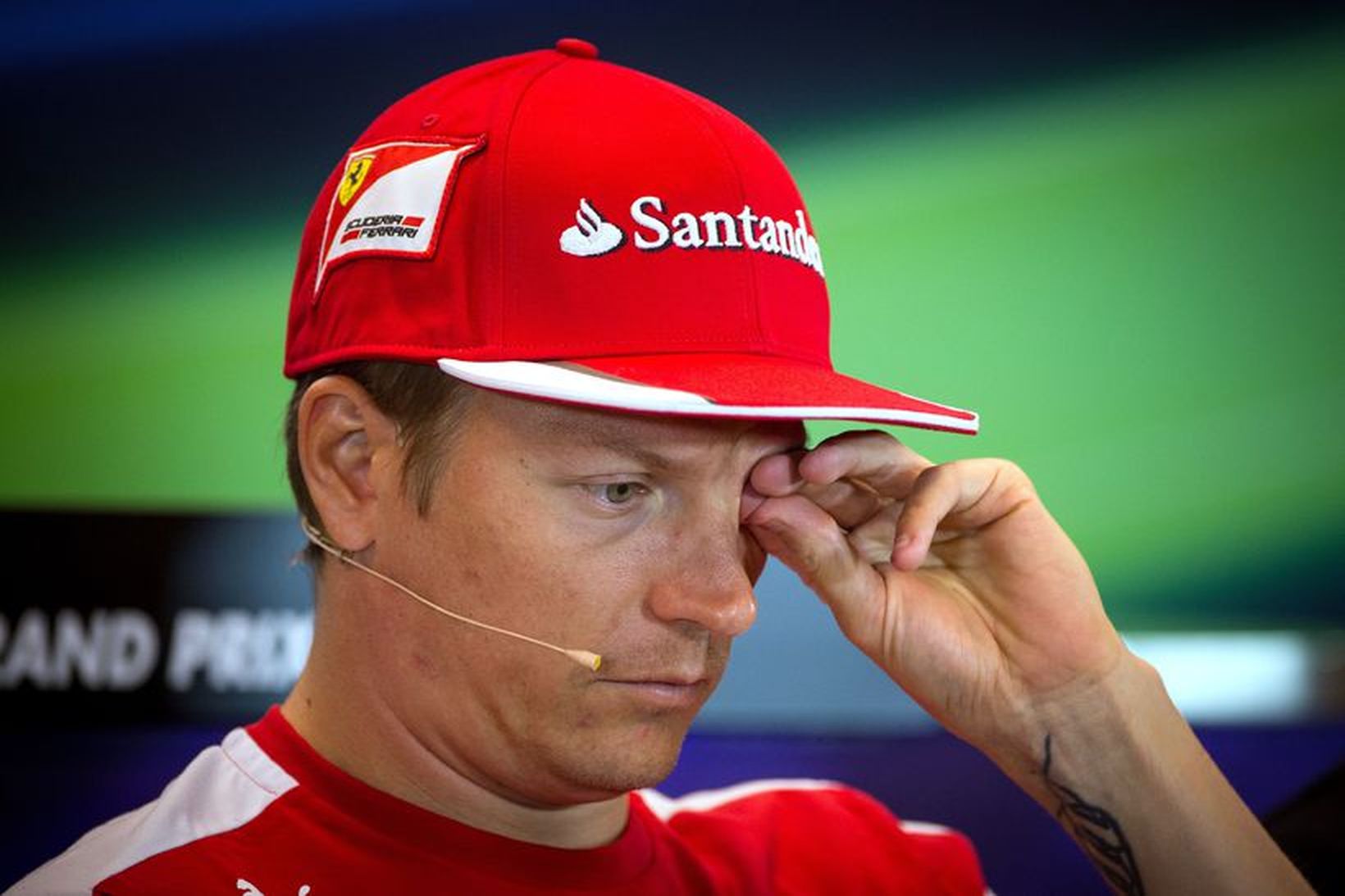 Kimi Räikkönen á blaðamannafundi í Spa-Francorchamps en um helgina fer …