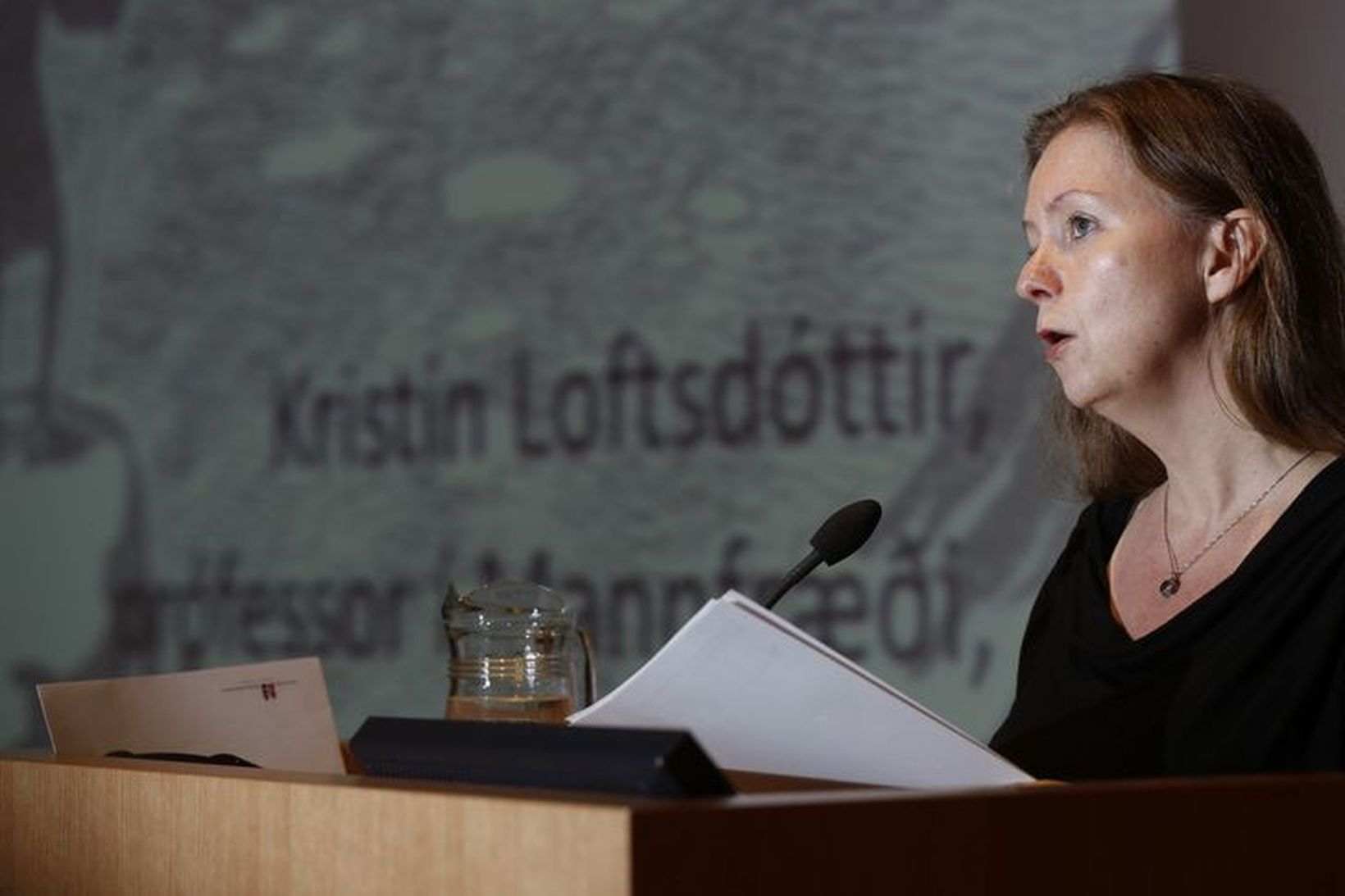 Kristín Loftsdóttir á málþinginu áðan