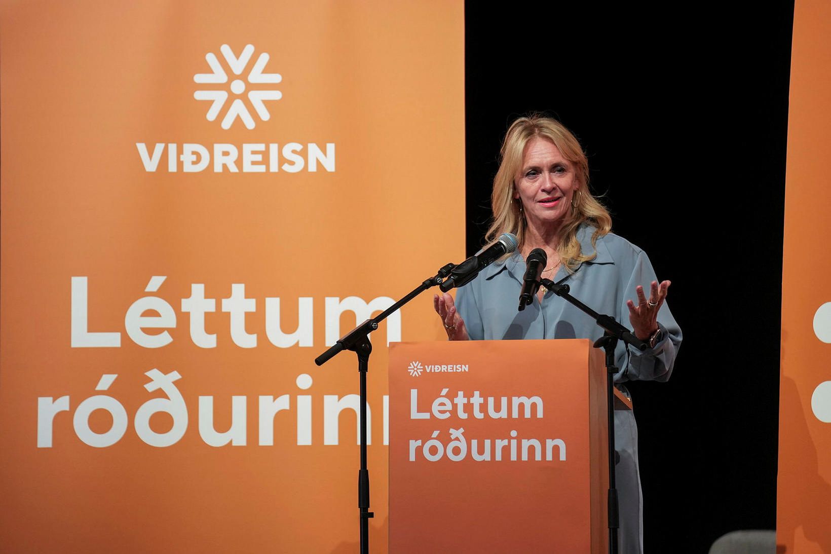 Þorgerður Katrín Gunnarsdóttir, formaður Viðreisnar, ræddi við mbl.is um könnun …