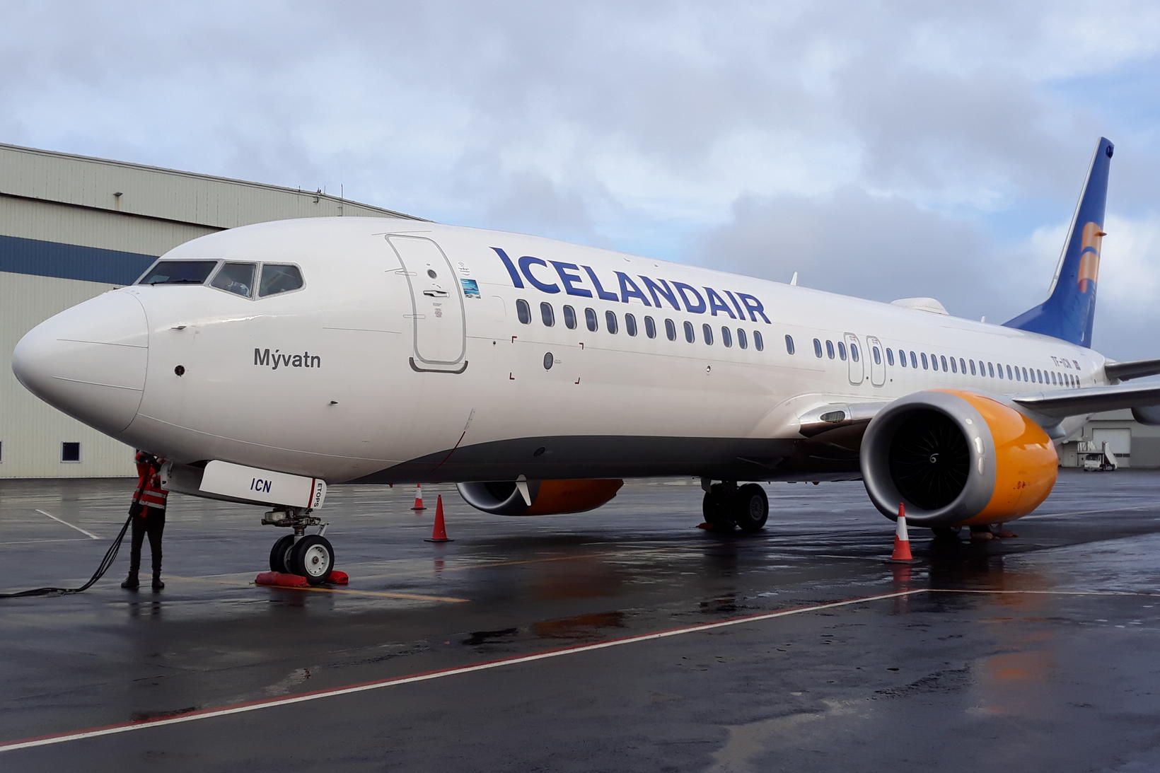 Boeing 737-MAX-flugvél Icelandair, Mývatn.