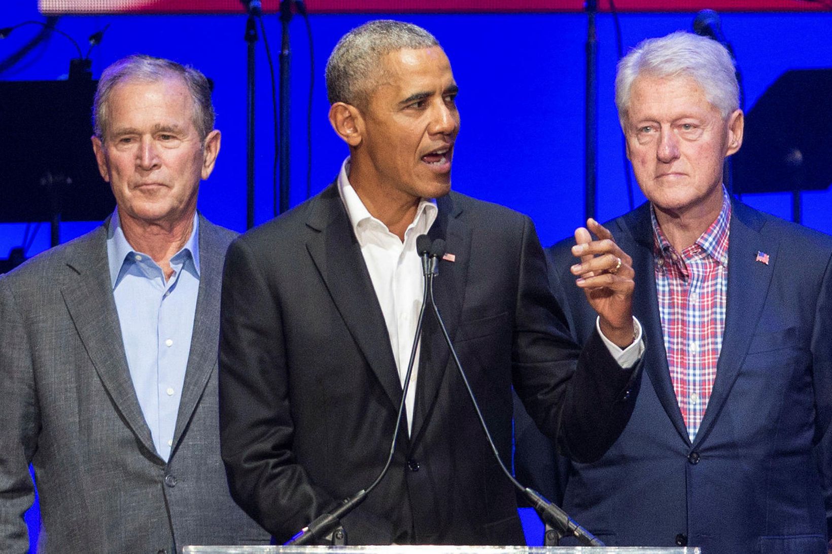 Frá vinstri George W. Bush, Barack Obama og Bill Clinton.