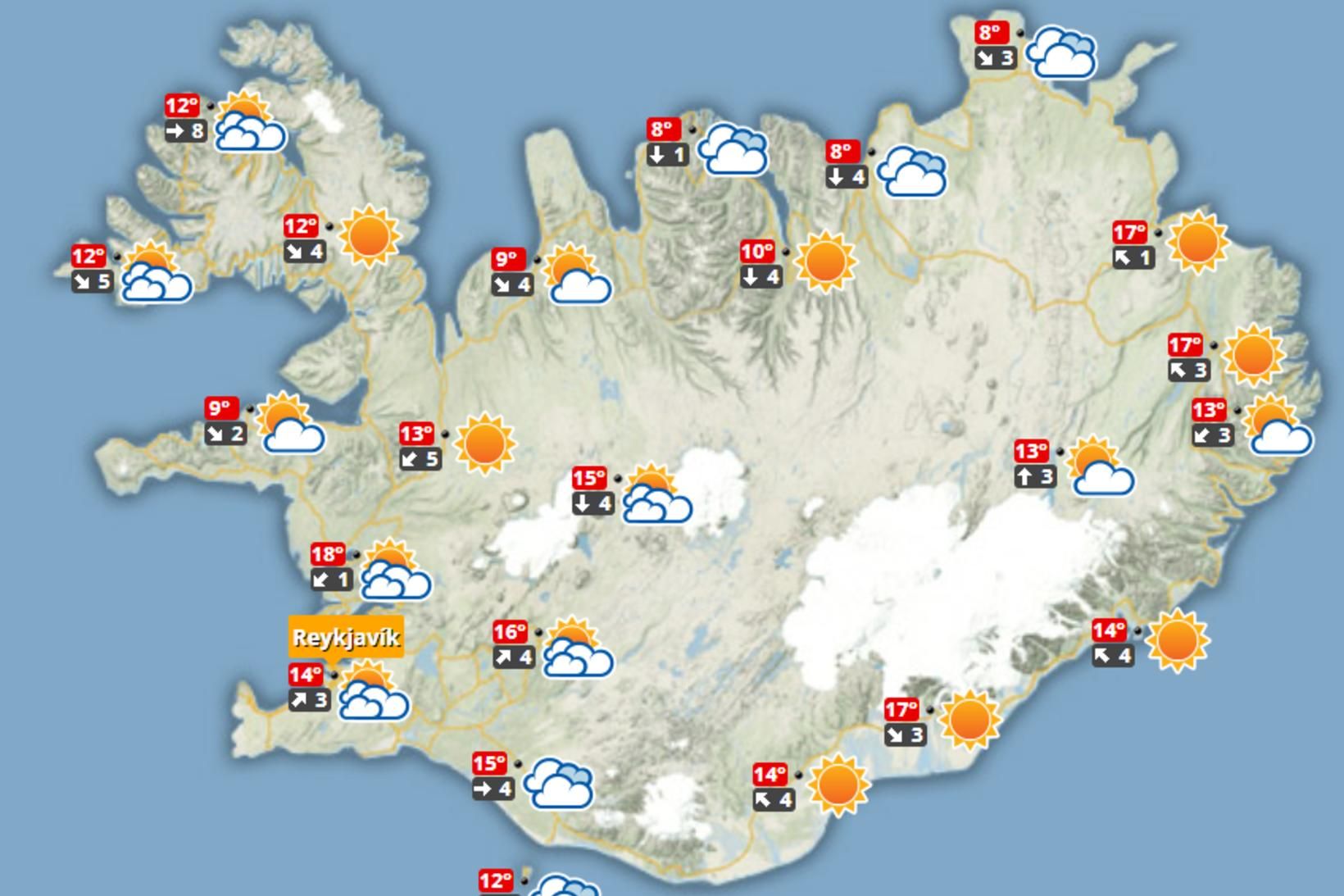 Búast má við blíðviðri í dag.