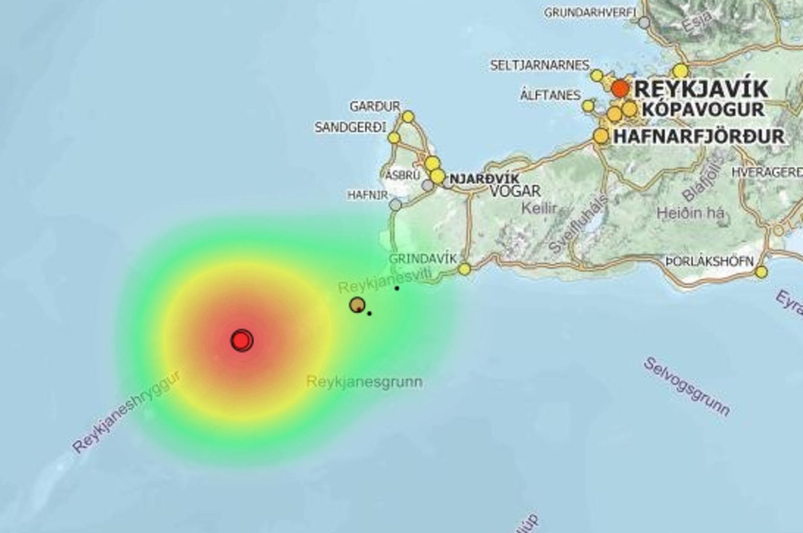 Jarðskjálftahrina á Reykjaneshrygg