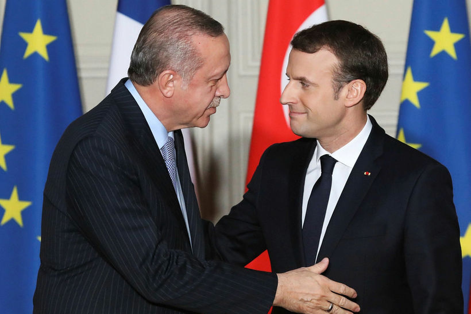 Forsetarnir Recep Tayyip Erdogan og Emmanuel Macron.