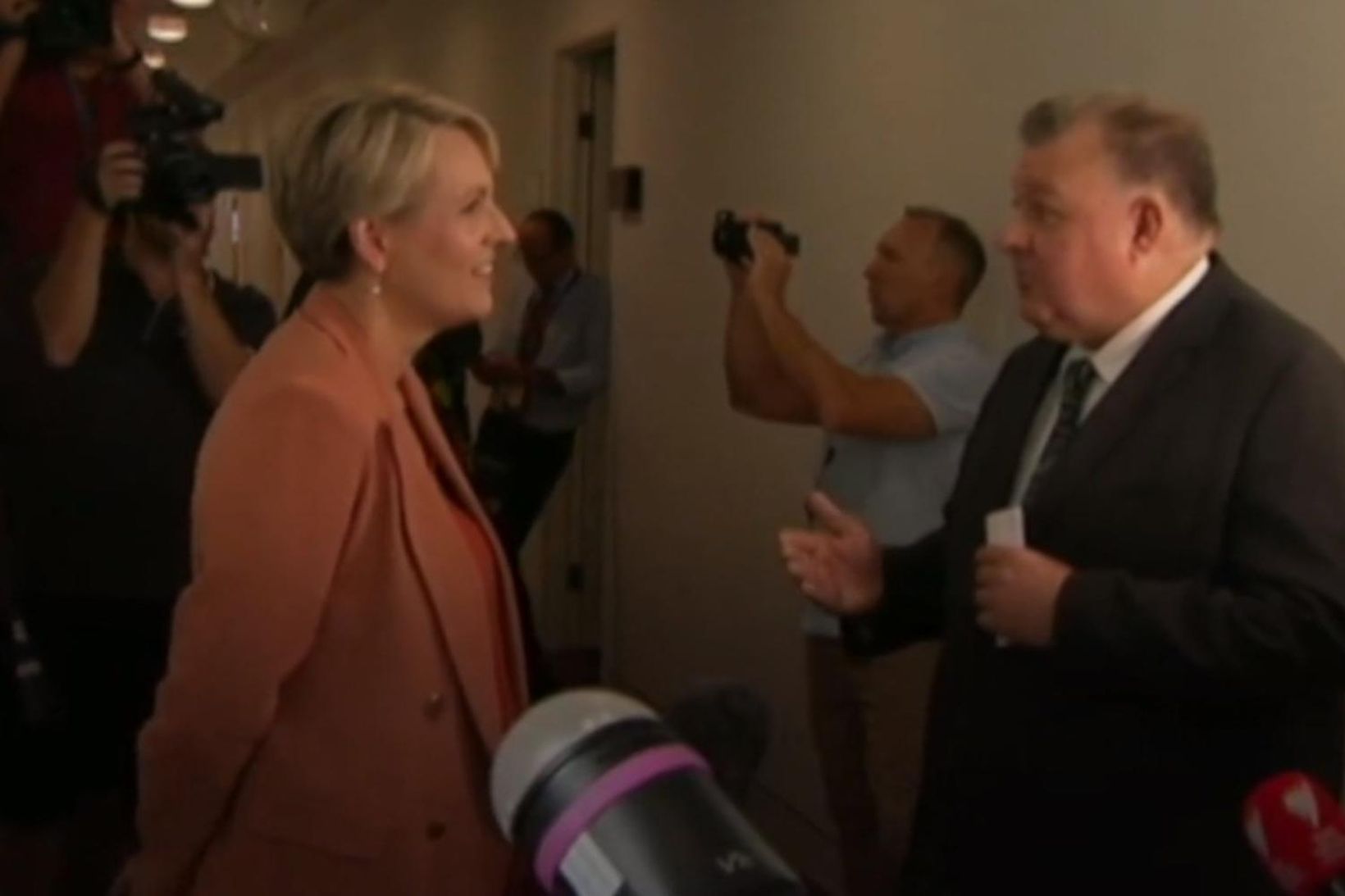 Tanya Plibersek og Craig Kelly tókust á á ganginum fyrir …