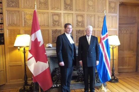 President Grímsson with the Speaker of the House of Commons, Andrew Sheer.