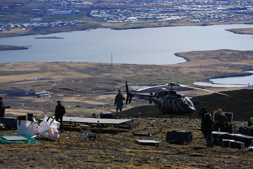 Allt að verða tilbúið fyrir tónleikana.