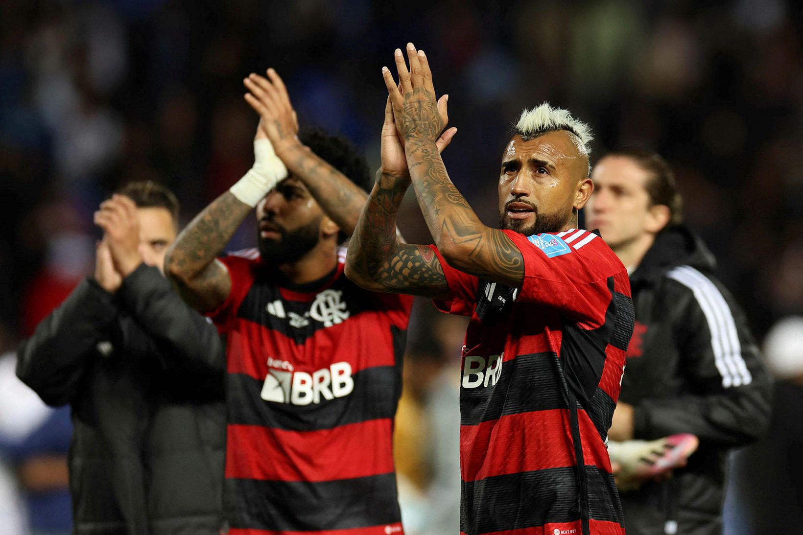 Gabriel Barbosa og Arturo Vidal eru leikmenn Flamengo í brasilísku …