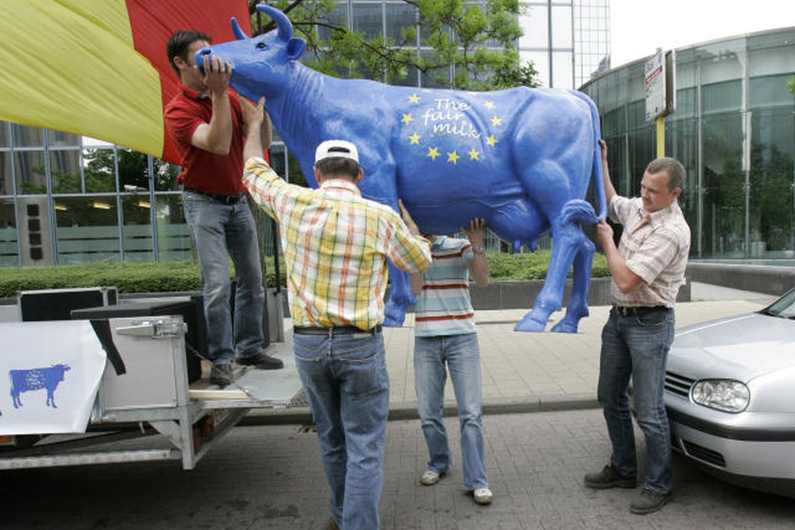 Bændur undirbúa mótmælin í Brussel í morgun