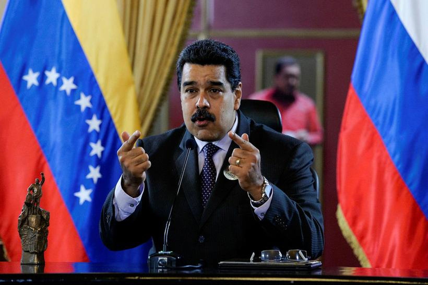 Nicolas Maduro, forseti Venesúela. Hundruð þúsund Venesúelabúa tóku þátt í …