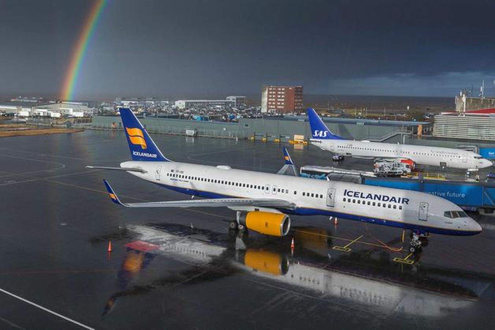 Um 160 farþegar voru um borð í flugvél Icelandair sem …