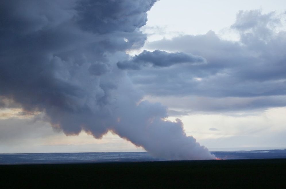 Eldgosið í Holuhrauni - myndir teknar að morgni mánudags, 1. september