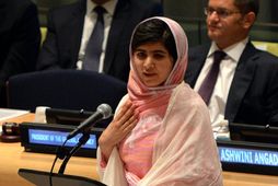 Malala Yousafzai á allsherjarþingi Sameinuðu þjóðanna.