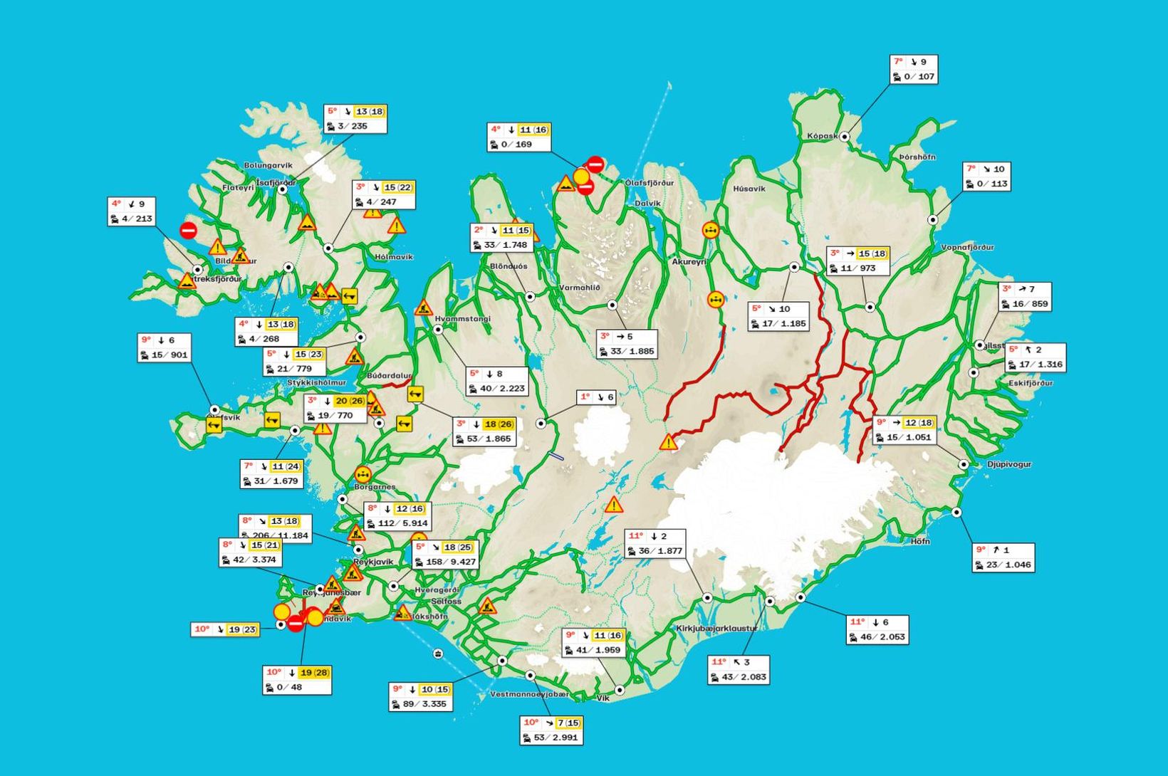 Skriður fallið á Vestfjörðum og Tröllaskaga