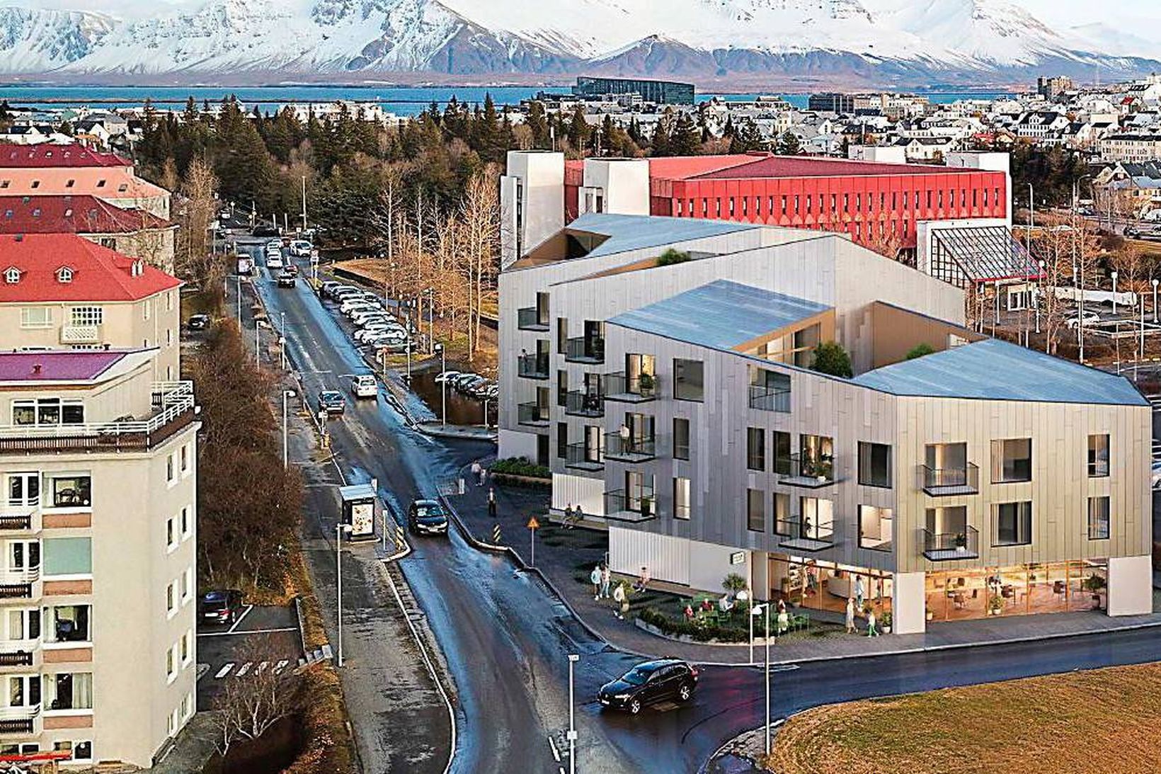 Blokkin á að rísa á milli Bókhlöðunnar og Hótels Sögu.