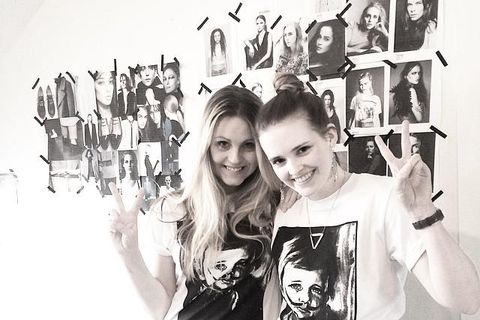 Staff from Eyland wearing the T-shirt designed by Jón Gnarr and his son, Frosti.