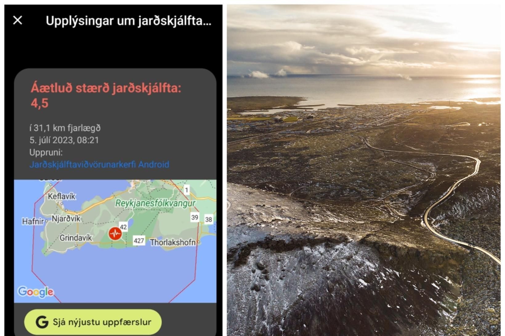 Android-notendur fengu tilkynningu um jarðskjálfta í morgun.