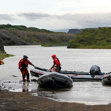 Search and rescue teams near the area where the body of Nika Begadze was found.