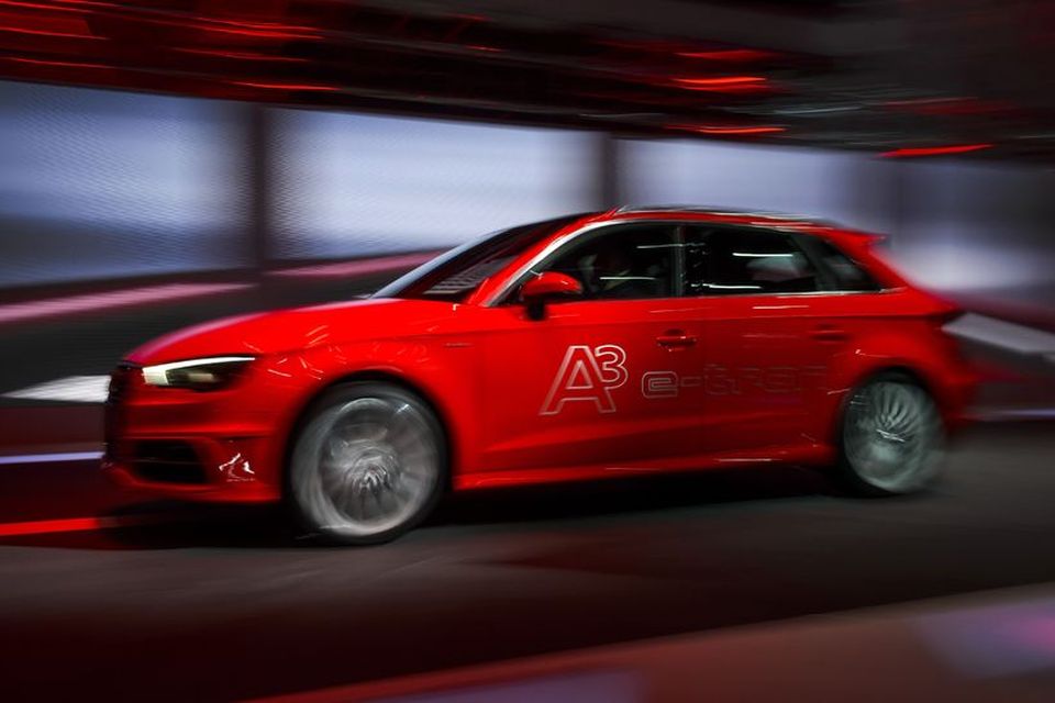 Hinn nýi Audi A3 Sportback e-tron er sýndur í Genf.