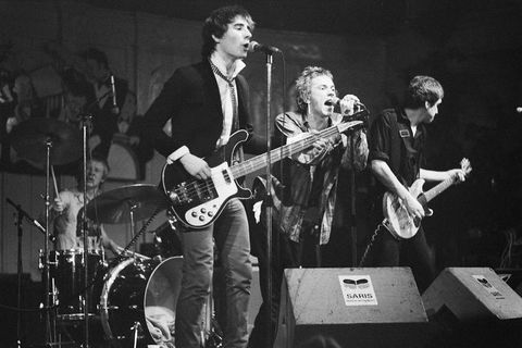 Johnny Rotten (centre) with the Sex Pistols in 1977.