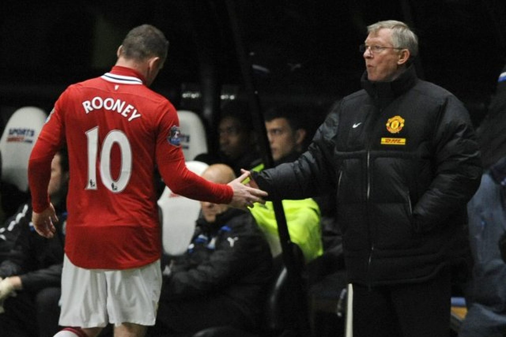 Wayne Rooney og Alex Ferguson.