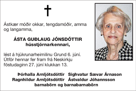 Ásta Guðlaug Jónsdóttir