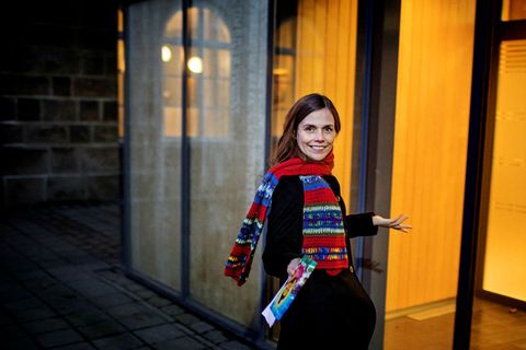 Katrín Jakobsdóttir ,Leader of the Left Green Movement and Prime Minister of Iceland walks into the House of Parliament yesterday.