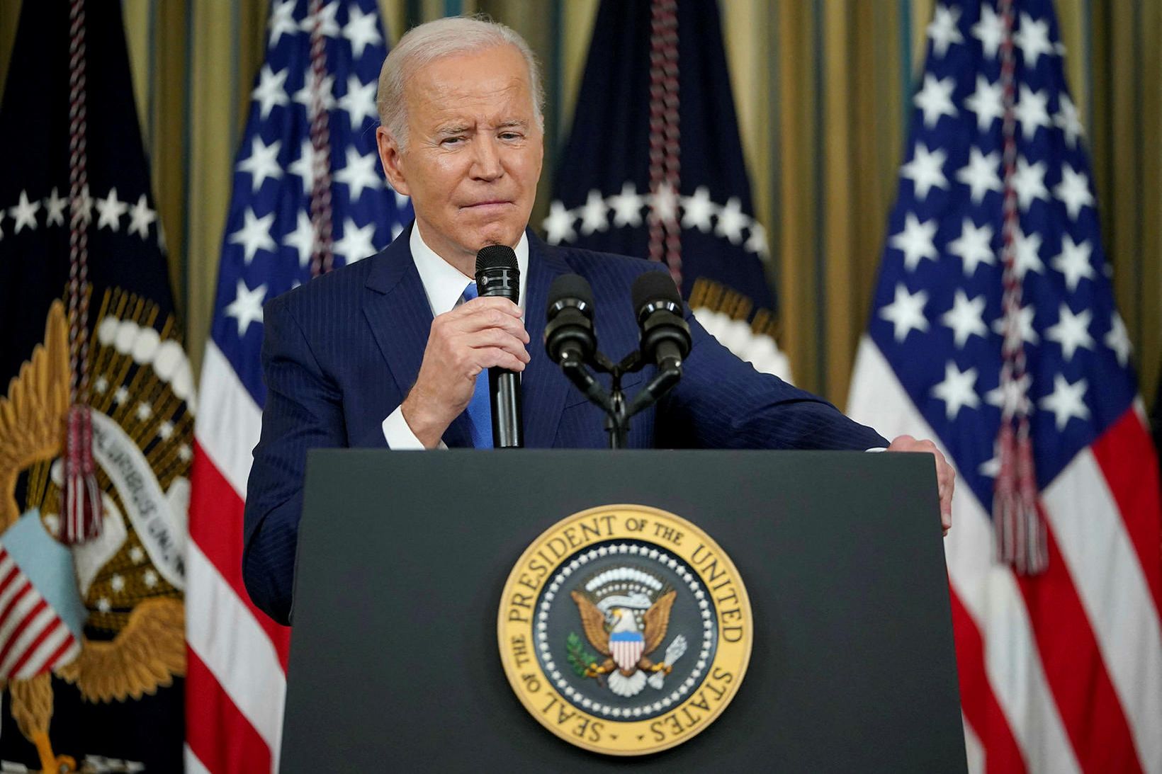 Joe Biden forseti Bandaríkjanna hélt ræðu í dag í Hvíta …