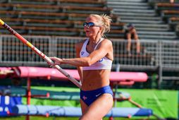 Karen Sif Ársælsdóttir í stangarstökkinu í dag þar sem hún sigraði.