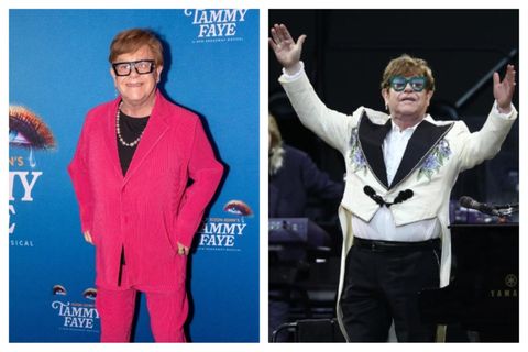 Elton John var í góðu stuði á rauða dreglinum.