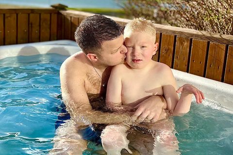 Hilmar Gunnarsson with his son Kristófer.