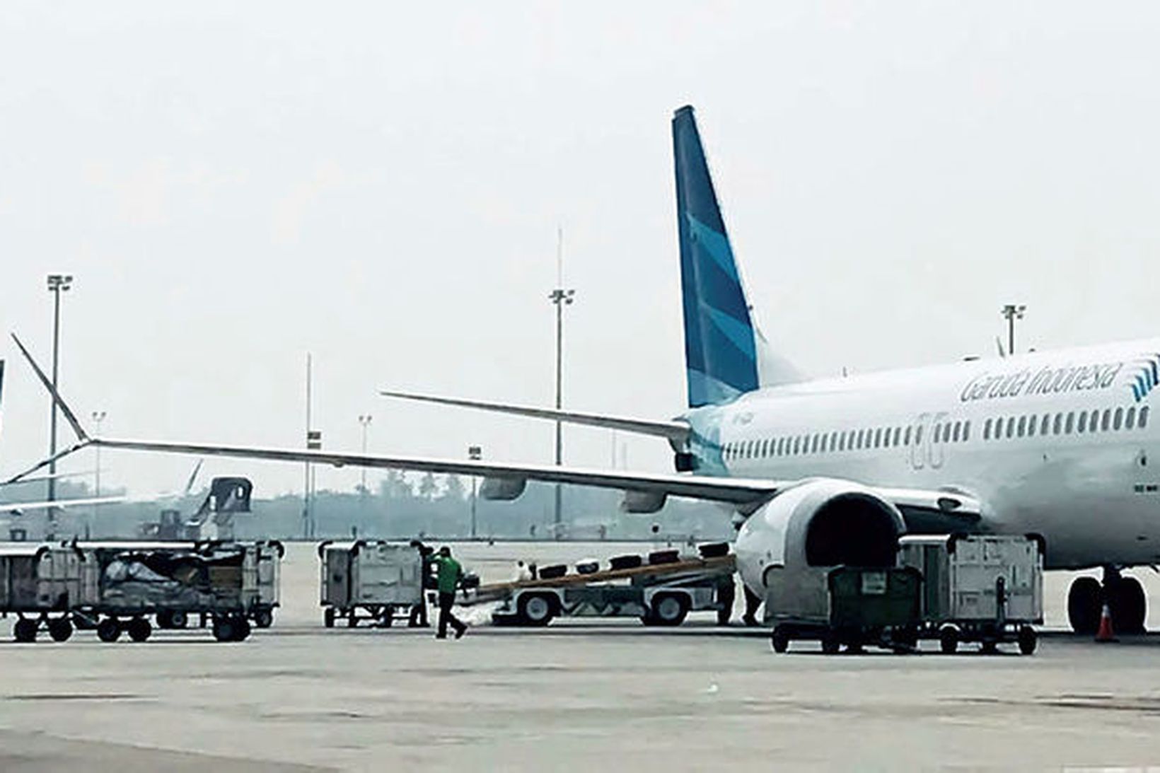 Farþegaþota Garuda, Boeing 737 Max 8, á flugvellinum í Jakarta.