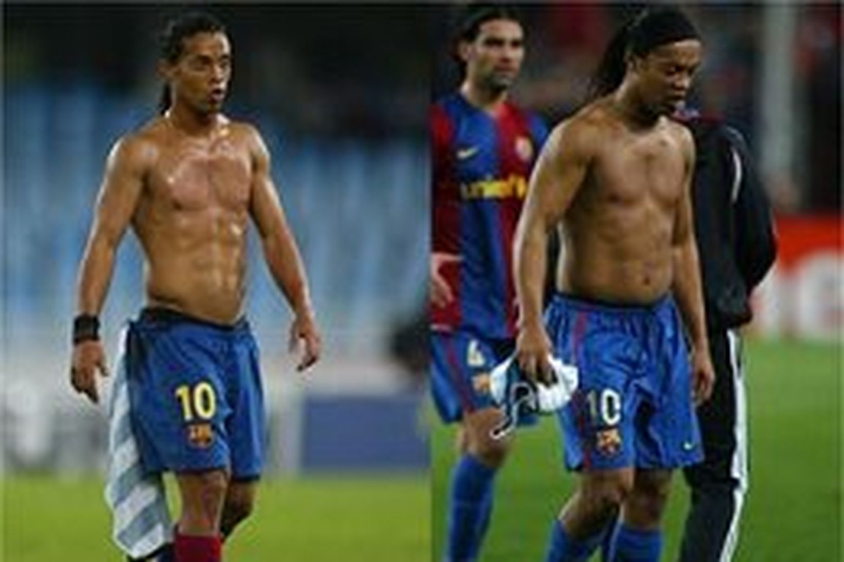 Ronaldinho 2003 til vinstri og 2007 til hægri.