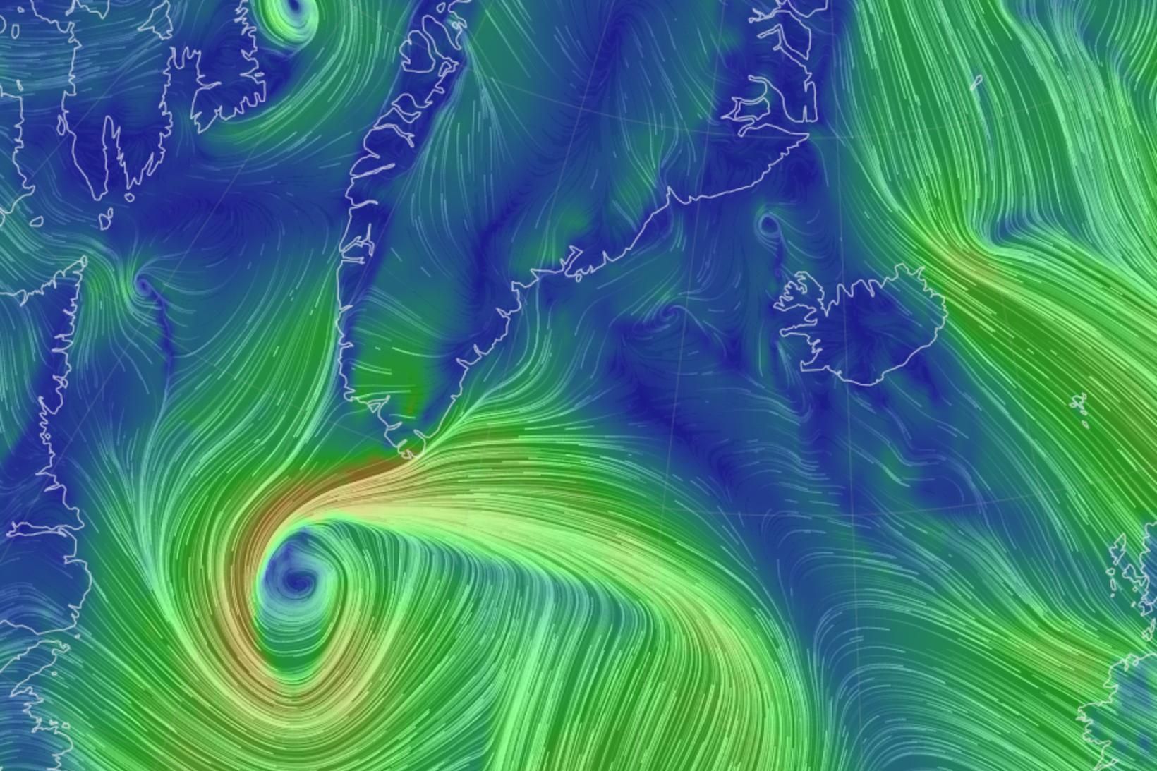 Fylgstu með óveðrinu nálgast
