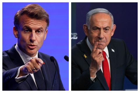 Macron og Netanjahú.